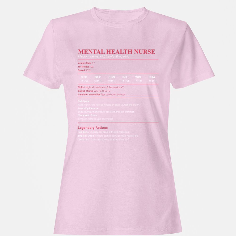 Mental Health Nurse Stats Women's T-Shirt - Light Pink - 9