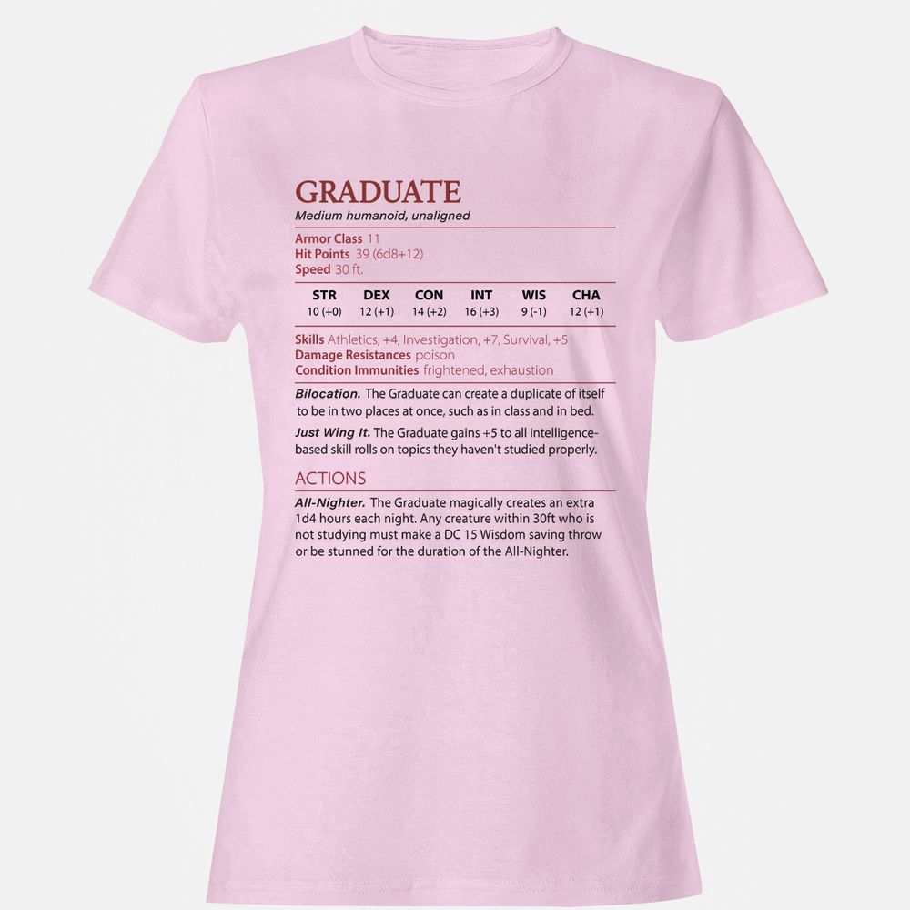 Graduate Stats Women's T-Shirt - Light Pink - 9