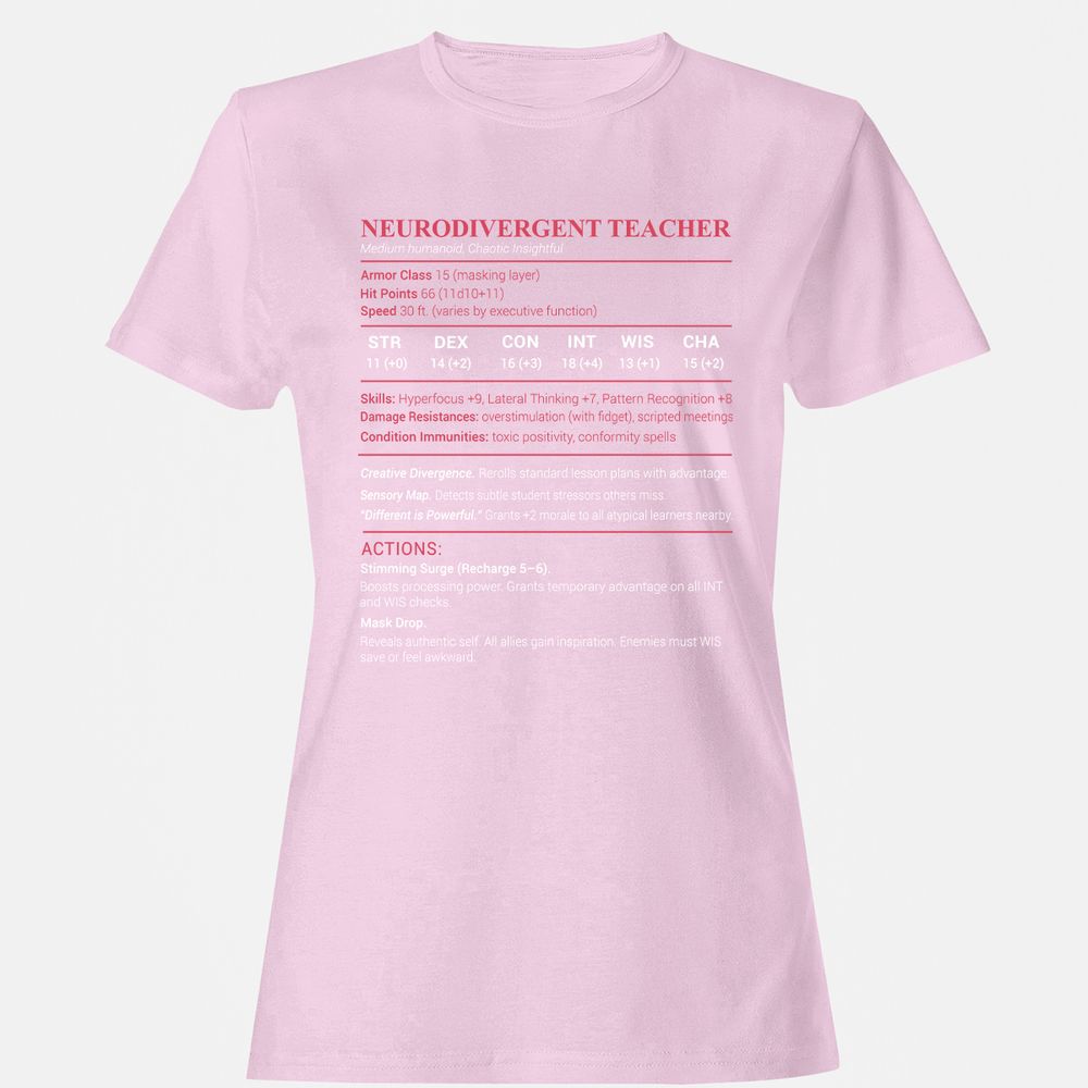 Neurodivergent Teacher Stats Women's T-Shirt - Light Pink - 9