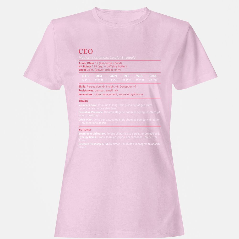 CEO Stats Women's T-Shirt - Light Pink - 9