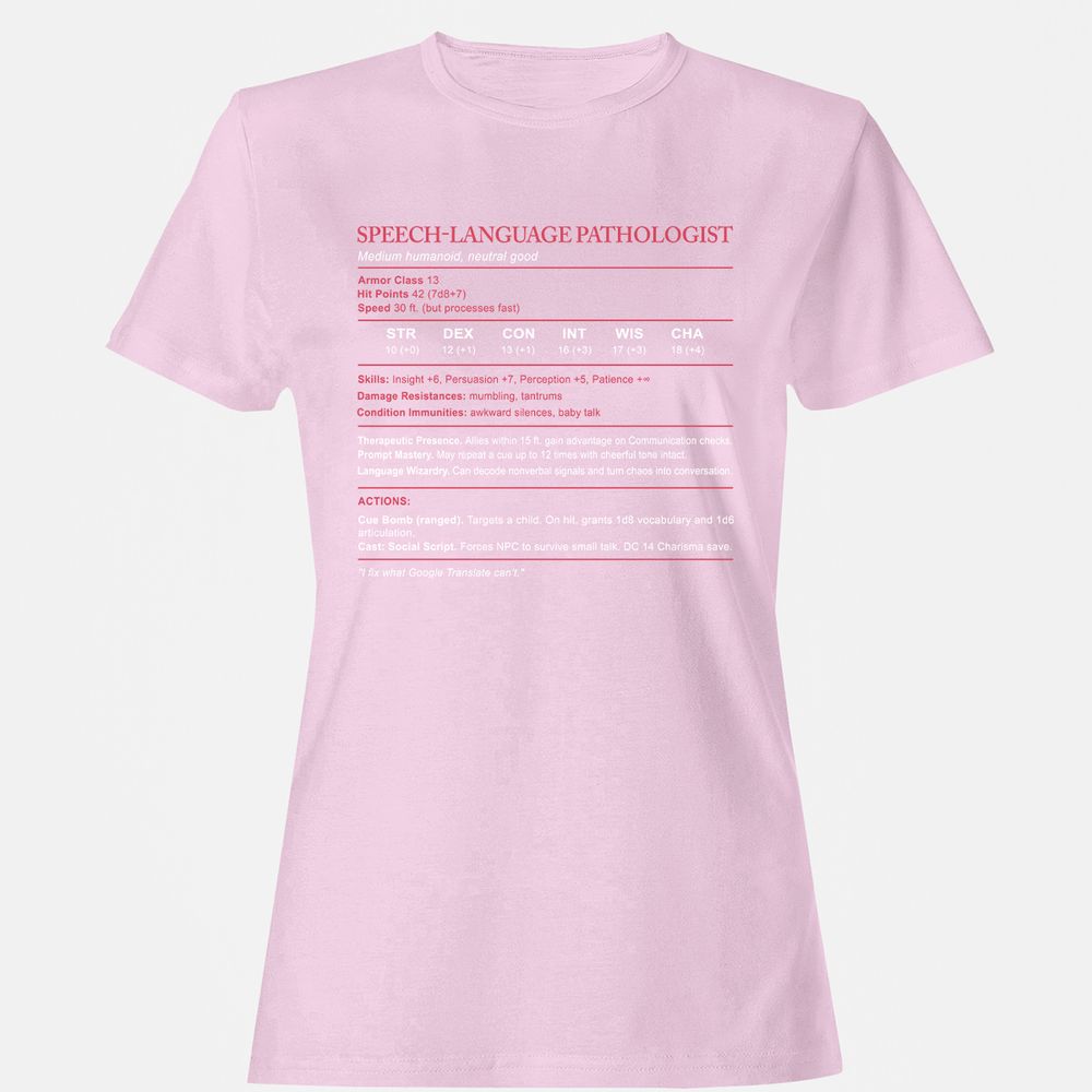 Speech Language Pathologist Stats Women's T-Shirt - Light Pink - 9