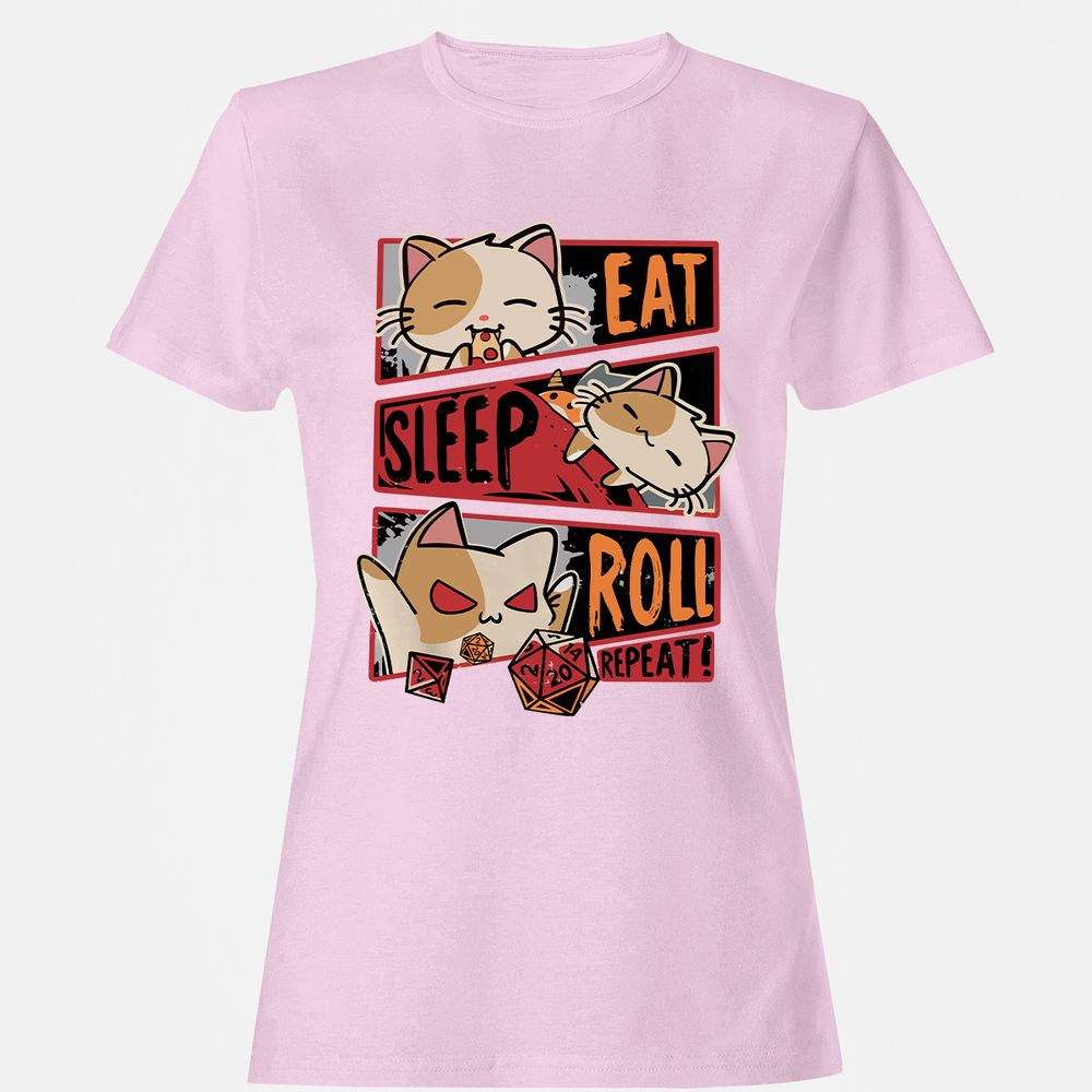 Eat Sleep Roll Repeat Women's T-Shirt - Light Pink - 9