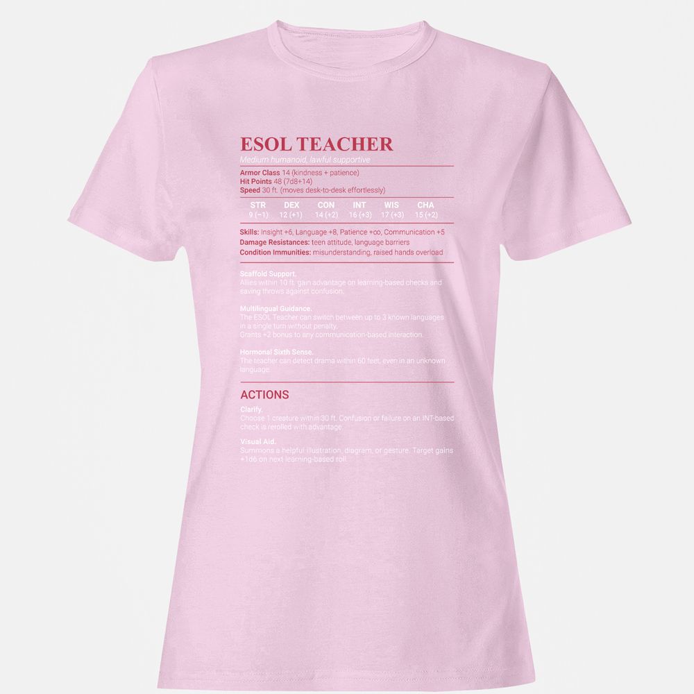 ESOL Teacher Women's T-Shirt - Light Pink - 9