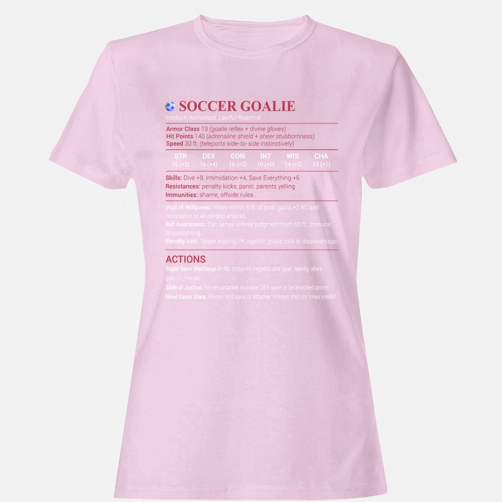 Soccer Goalie Women's T-Shirt - Light Pink - 9