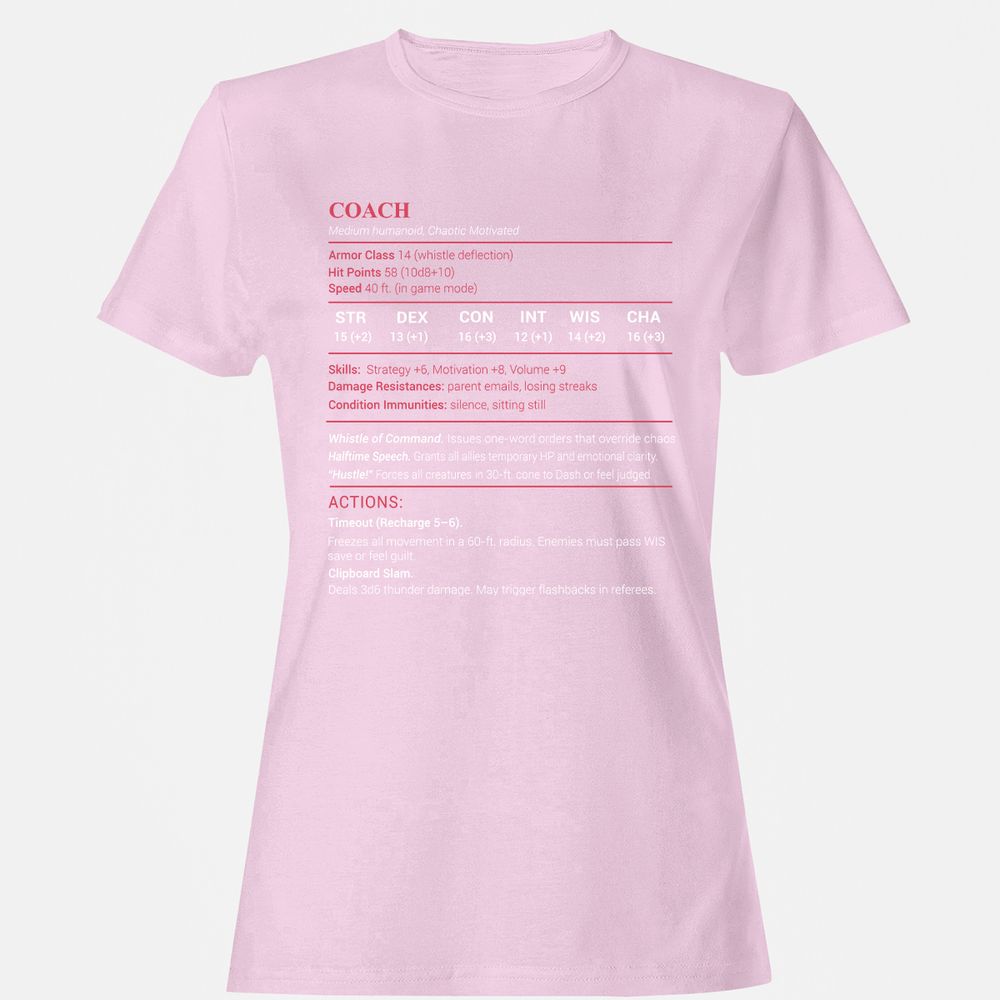 Coach Stats Women's T-Shirt - Light Pink - 9
