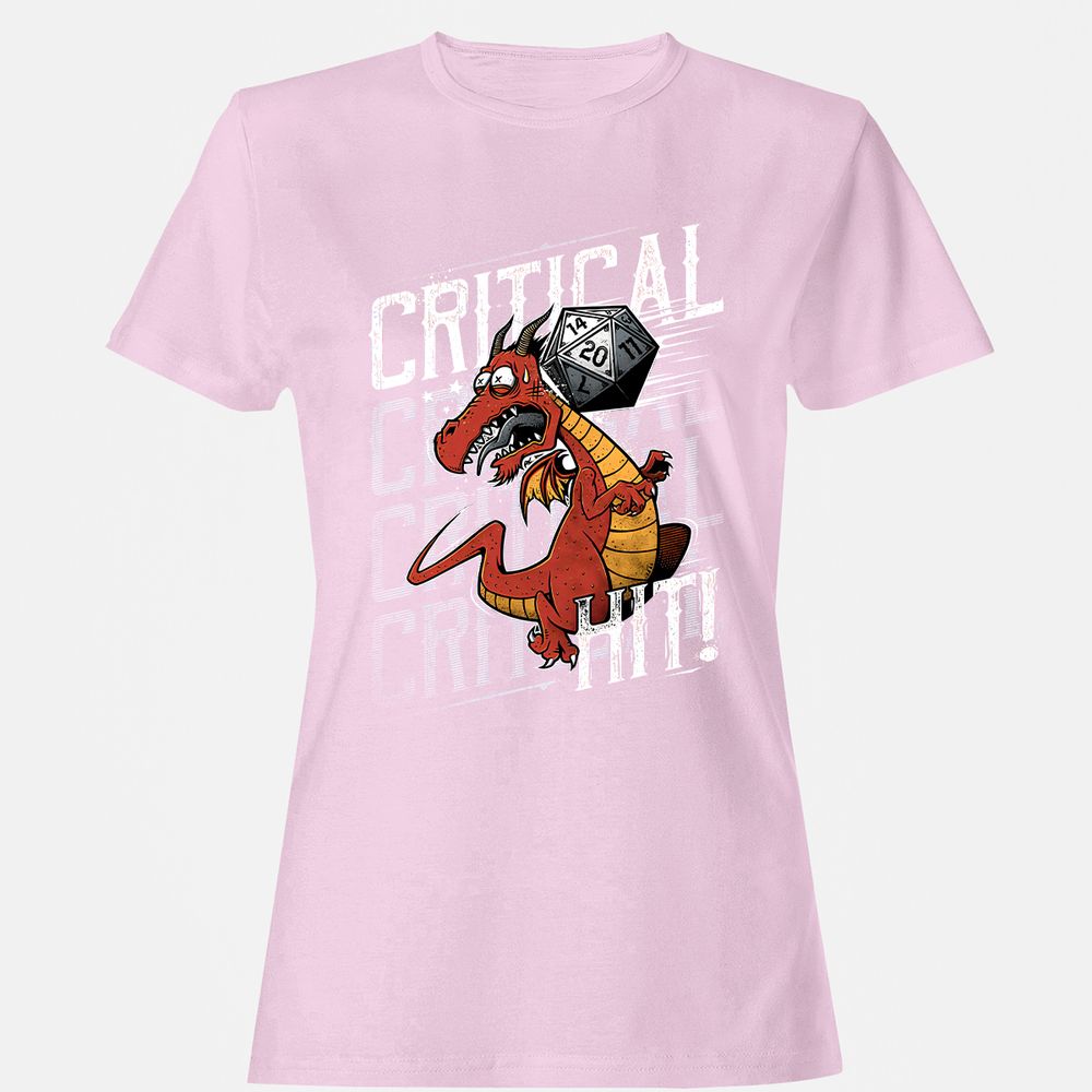 Funny Dragon Critical Hit Women's T-Shirt - Light Pink - 9
