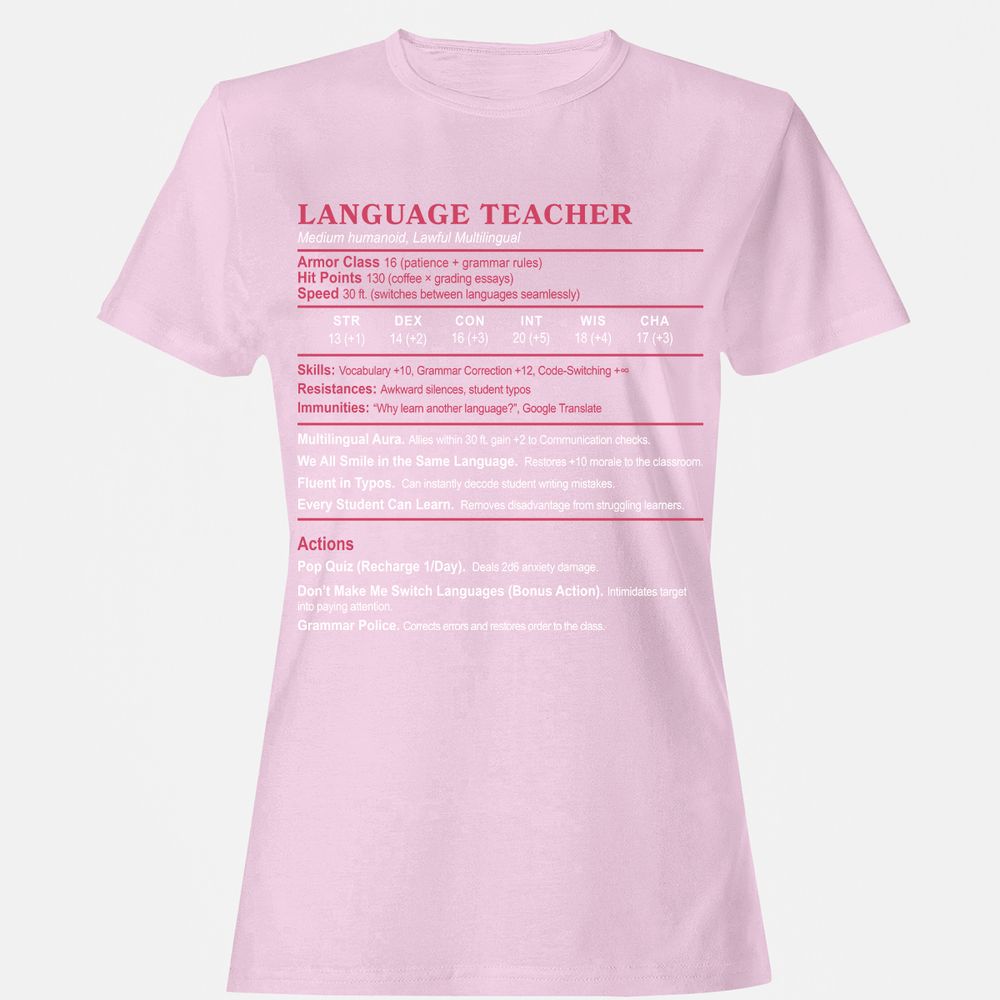 Language Teacher Women's T-Shirt - Light Pink - 9