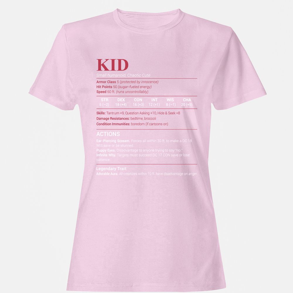 Kid Stats Women's T-Shirt - Light Pink - 9