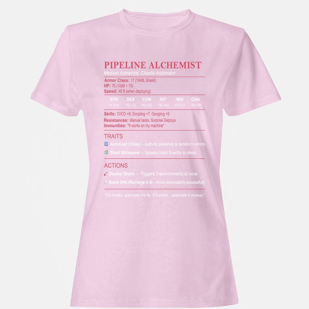 DEVOPS Stats (Pipeline Alchemist) Women's T-Shirt - Light Pink - 9
