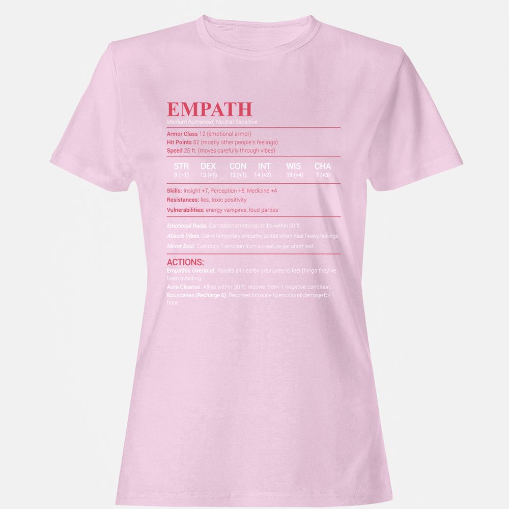 Empath Stats Women's T-Shirt - Light Pink - 9