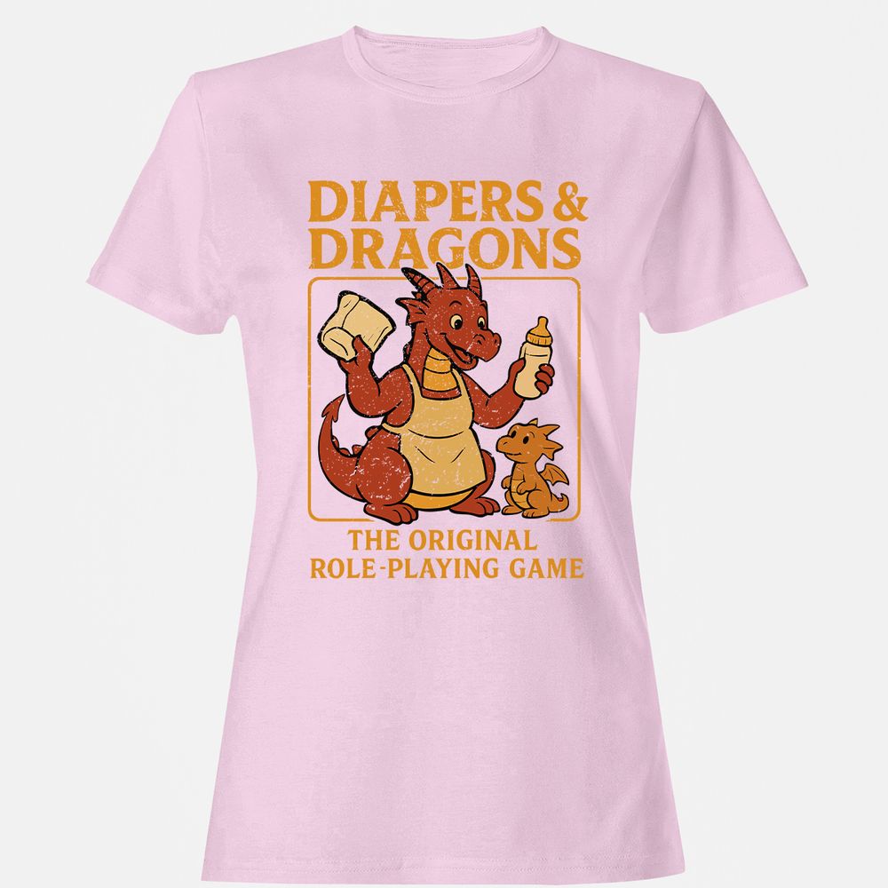 Diapers & Dragons Women's T-Shirt - Light Pink - 9