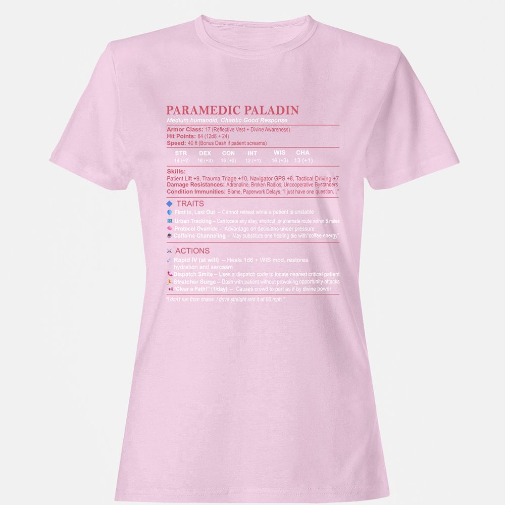 Paramedic Stats Women's T-Shirt - Light Pink - 9