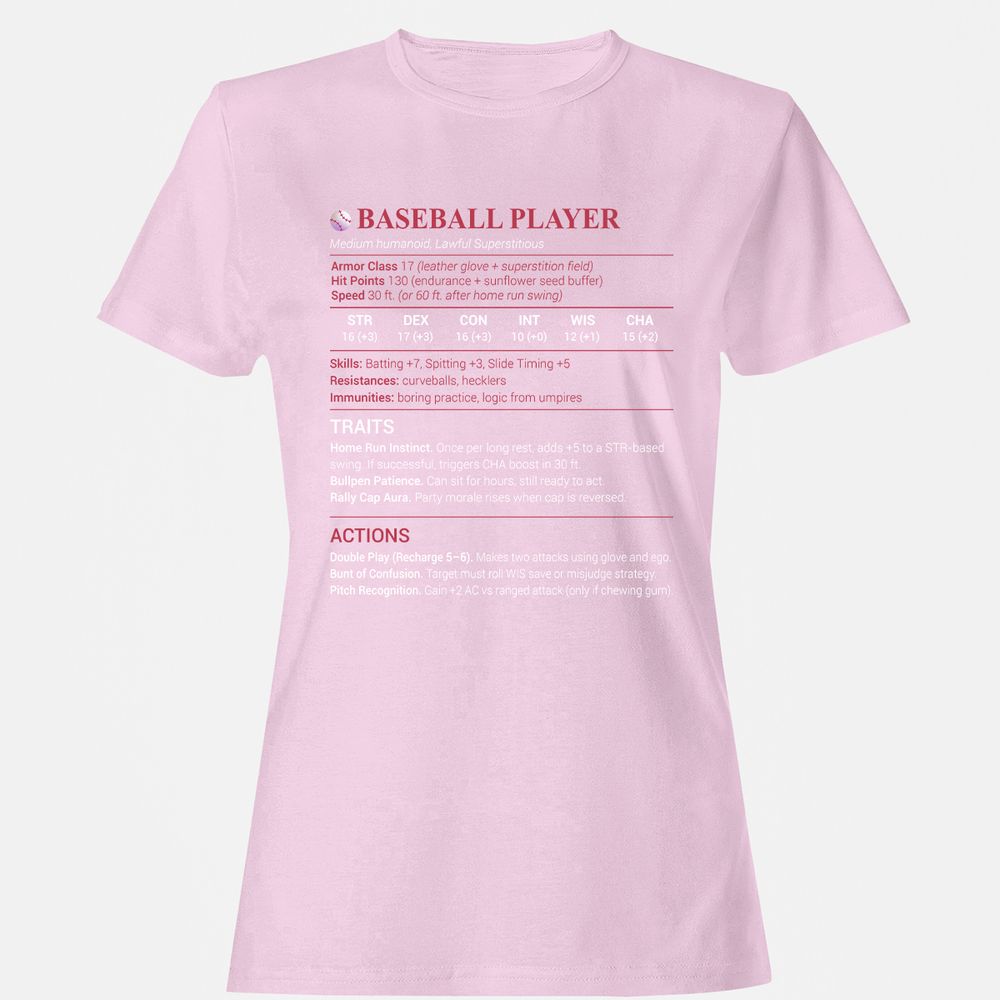 Baseball Player Women's T-Shirt - Light Pink - 9
