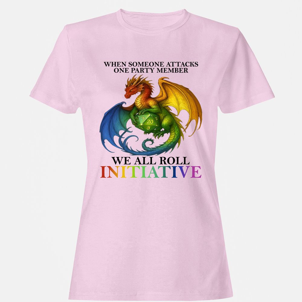 Dragon We All Roll For Initiative Women's T-Shirt - Light Pink - 9