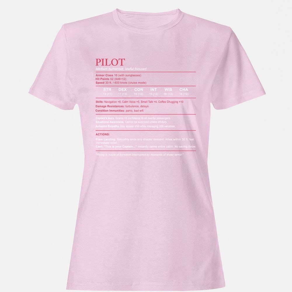Pilot Stats Women's T-Shirt - Light Pink - 9