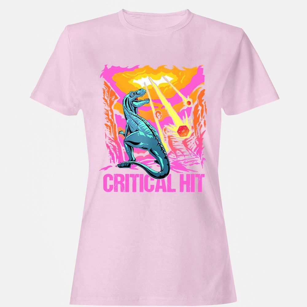 Dinosaur Critical Hit Women's T-Shirt - Light Pink - 9