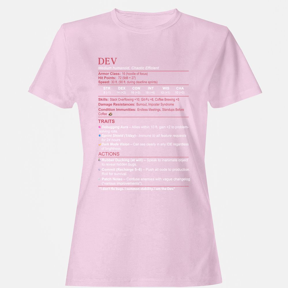 DEV Stats Women's T-Shirt - Light Pink - 9