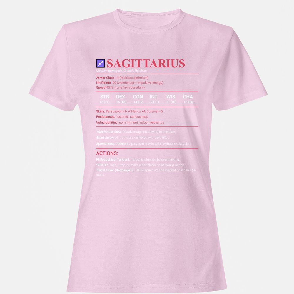 Sagittarius Stats Women's T-Shirt - Light Pink - 9
