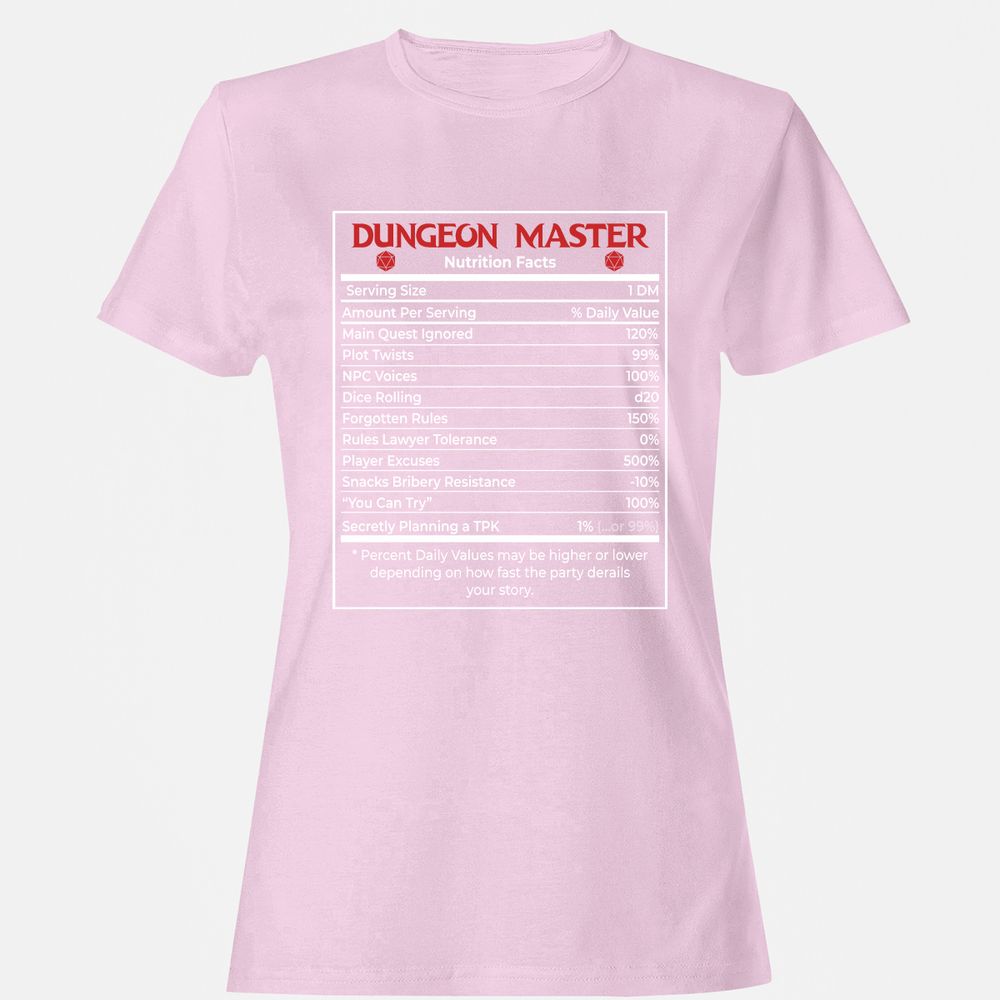 Dungeon Master Nutrition Facts Women's T-Shirt - Light Pink - 9