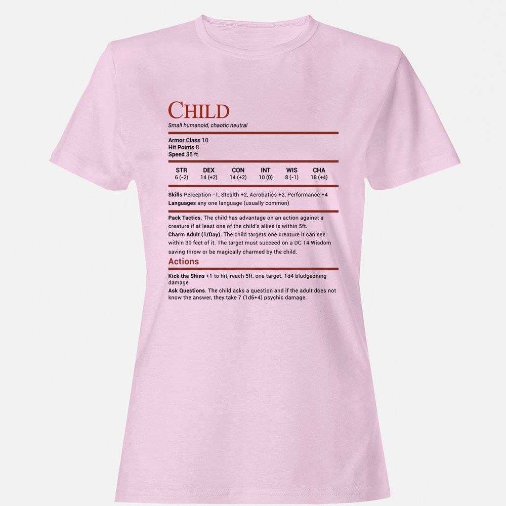 Child Stats Women's T-Shirt - Light Pink - 9