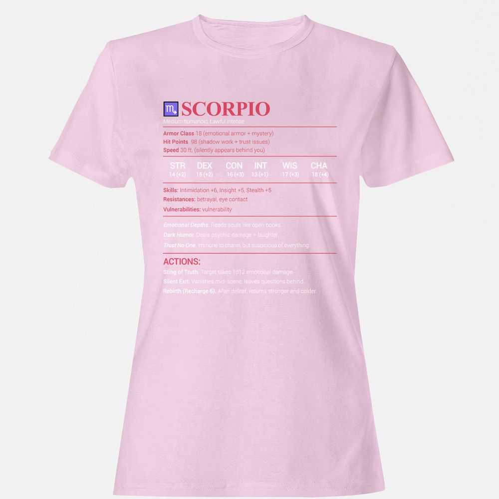 Scorpio Stats Women's T-Shirt - Light Pink - 9