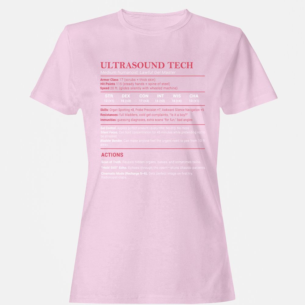 Ultrasound Tech Stats Women's T-Shirt - Light Pink - 9