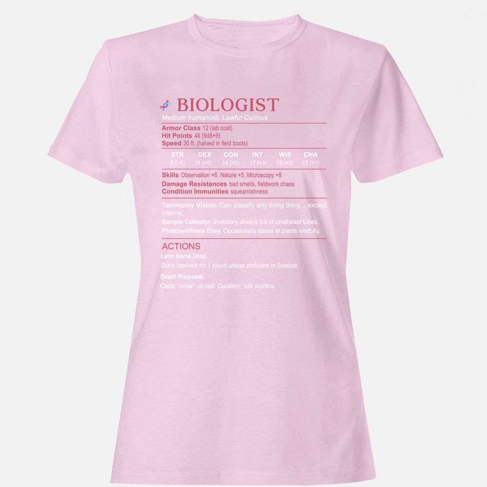 Biologist Stats Women's T-Shirt - Light Pink - 9