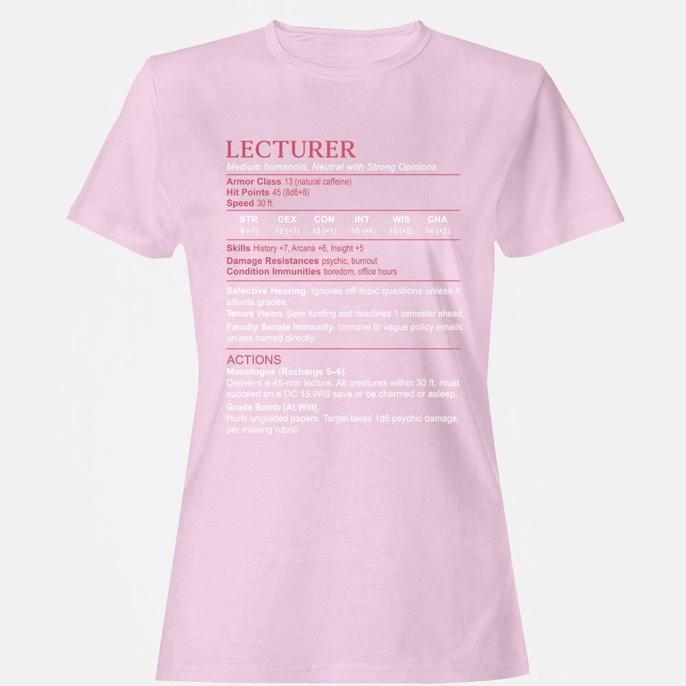 Lecturer Stats Women's T-Shirt - Light Pink - 9