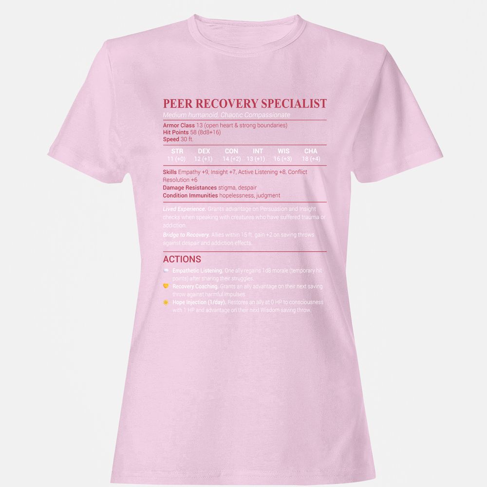Peer Recovery Specialist Women's T-Shirt - Light Pink - 9