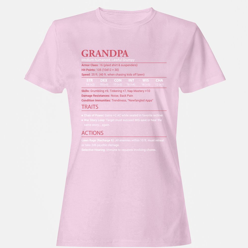 Grandpa Stats Women's T-Shirt - Light Pink - 9