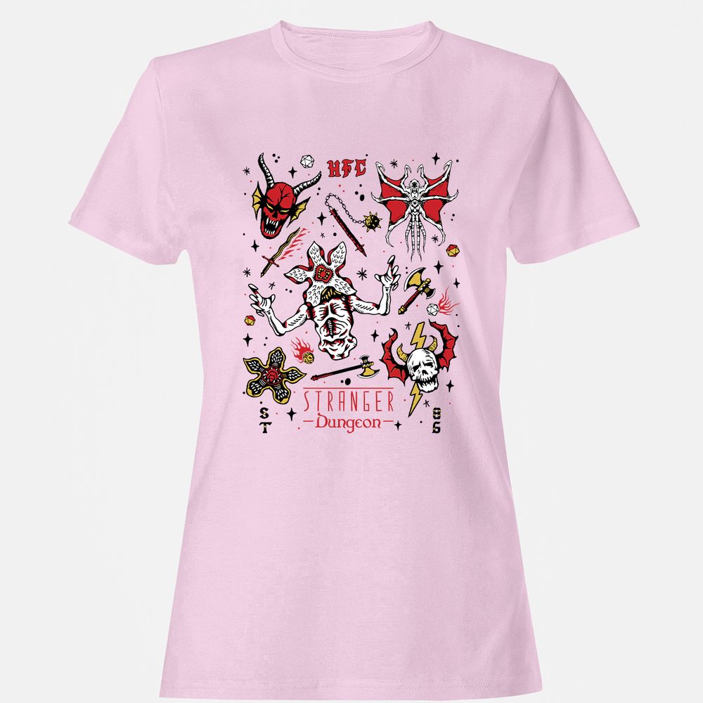 STRANGER DUNGEON Women's T-Shirt - Light Pink - 9