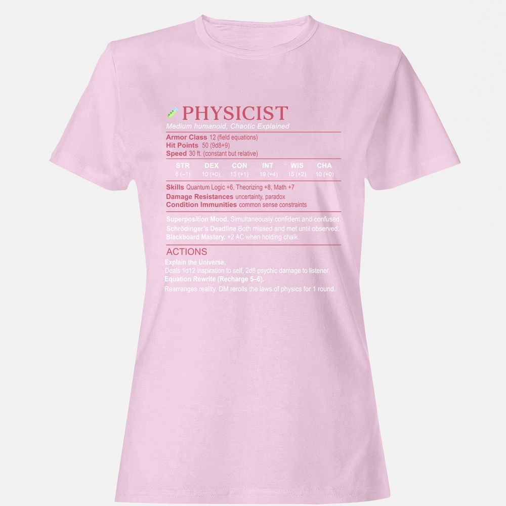 Physicist Stats Women's T-Shirt - Light Pink - 9