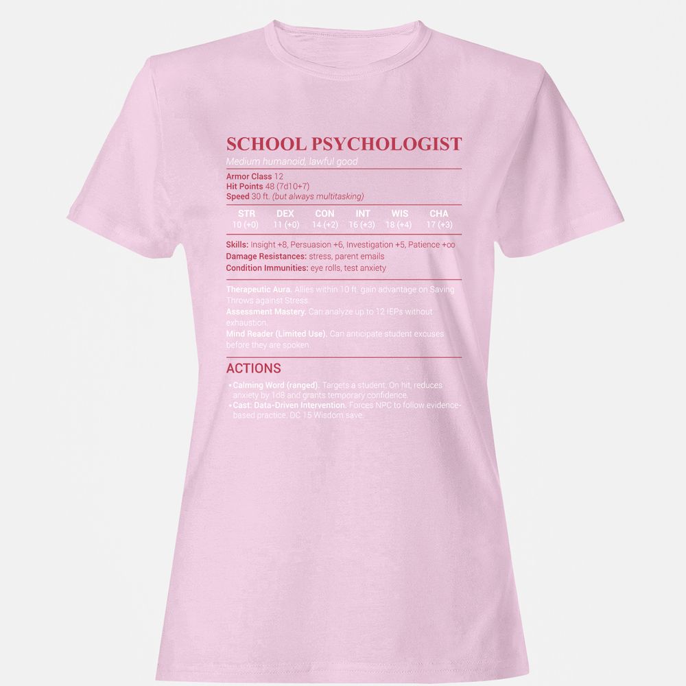 School Psychologist Women's T-Shirt - Light Pink - 9