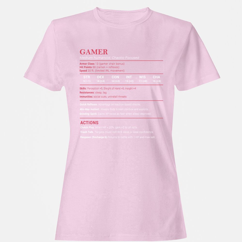 Gamer Stats Women's T-Shirt - Light Pink - 9