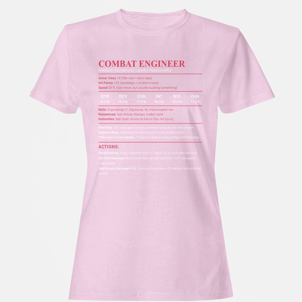Combat Engineer Women's T-Shirt - Light Pink - 9
