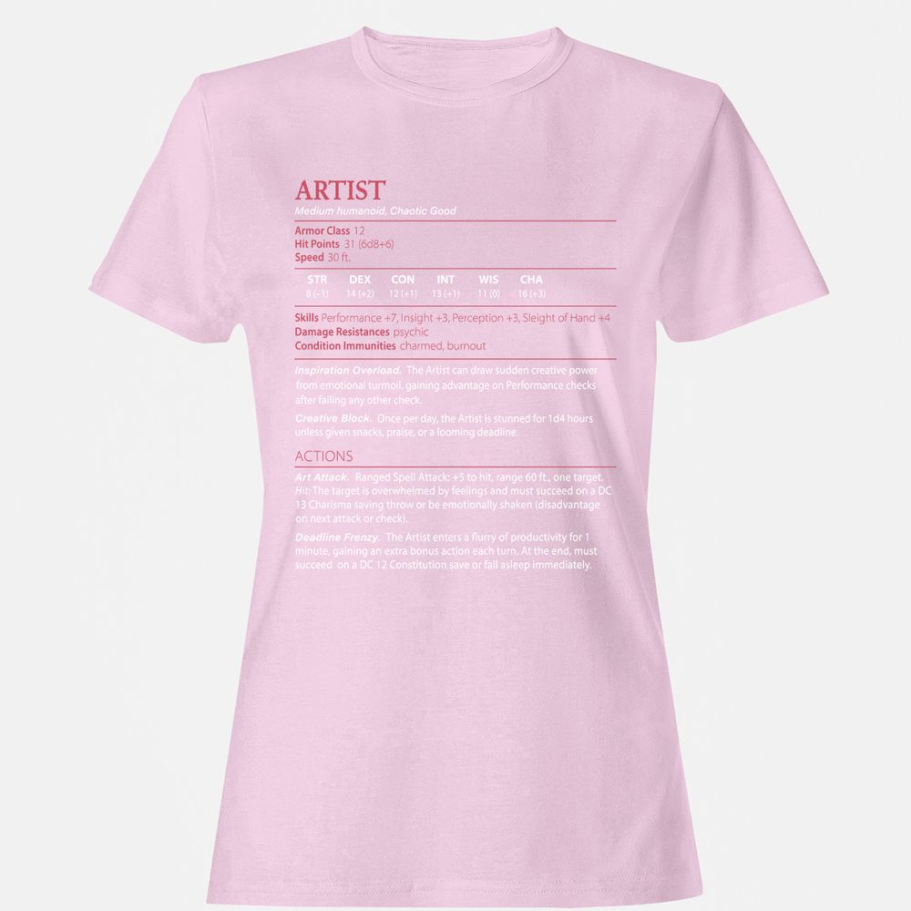 Artist Stats Women's T-Shirt - Light Pink - 9