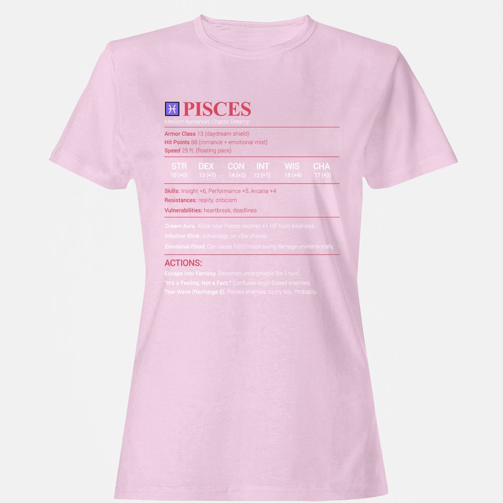 Pisces Stats Women's T-Shirt - Light Pink - 9