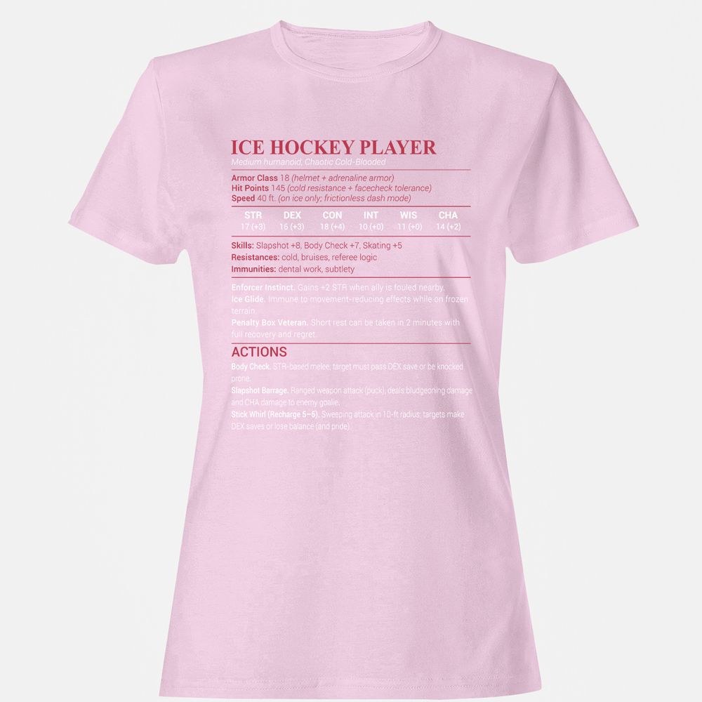 Ice Hockey Player Women's T-Shirt - Light Pink - 9