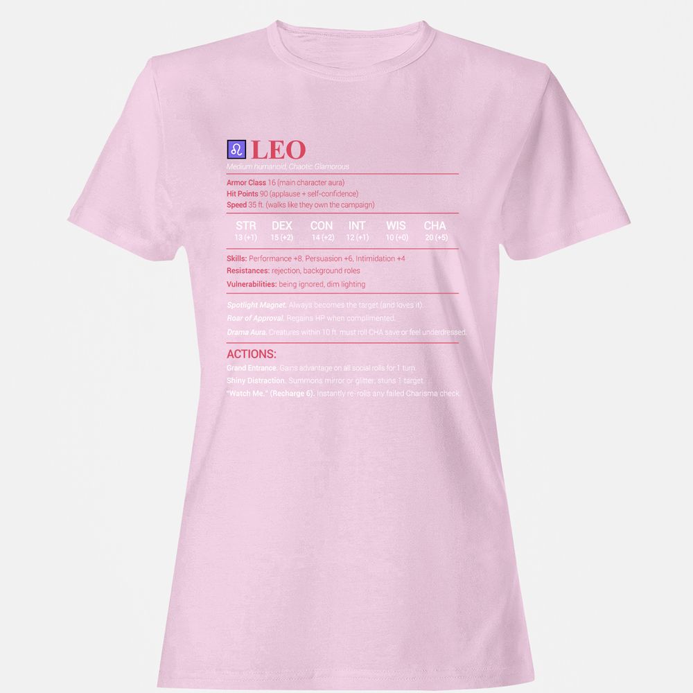 Leo Stats Women's T-Shirt - Light Pink - 9