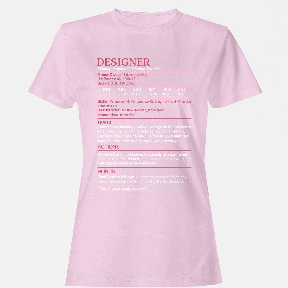 Designer Stats Women's T-Shirt - Light Pink - 9