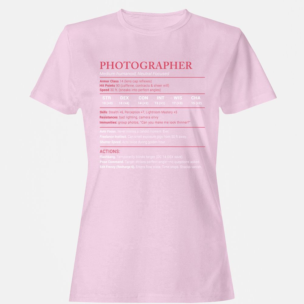 Photographer Stats Women's T-Shirt - Light Pink - 9