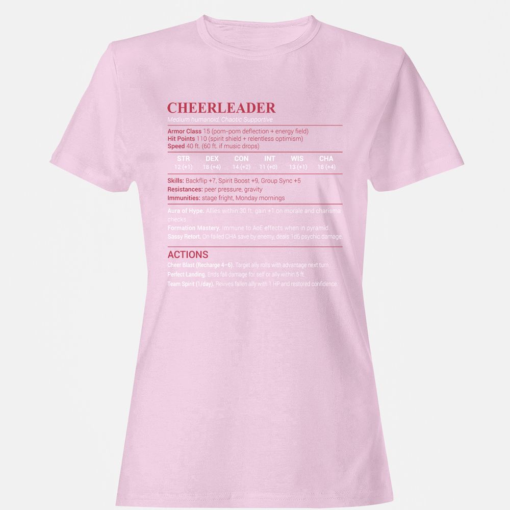 Cheerleader Stats Women's T-Shirt - Light Pink - 9