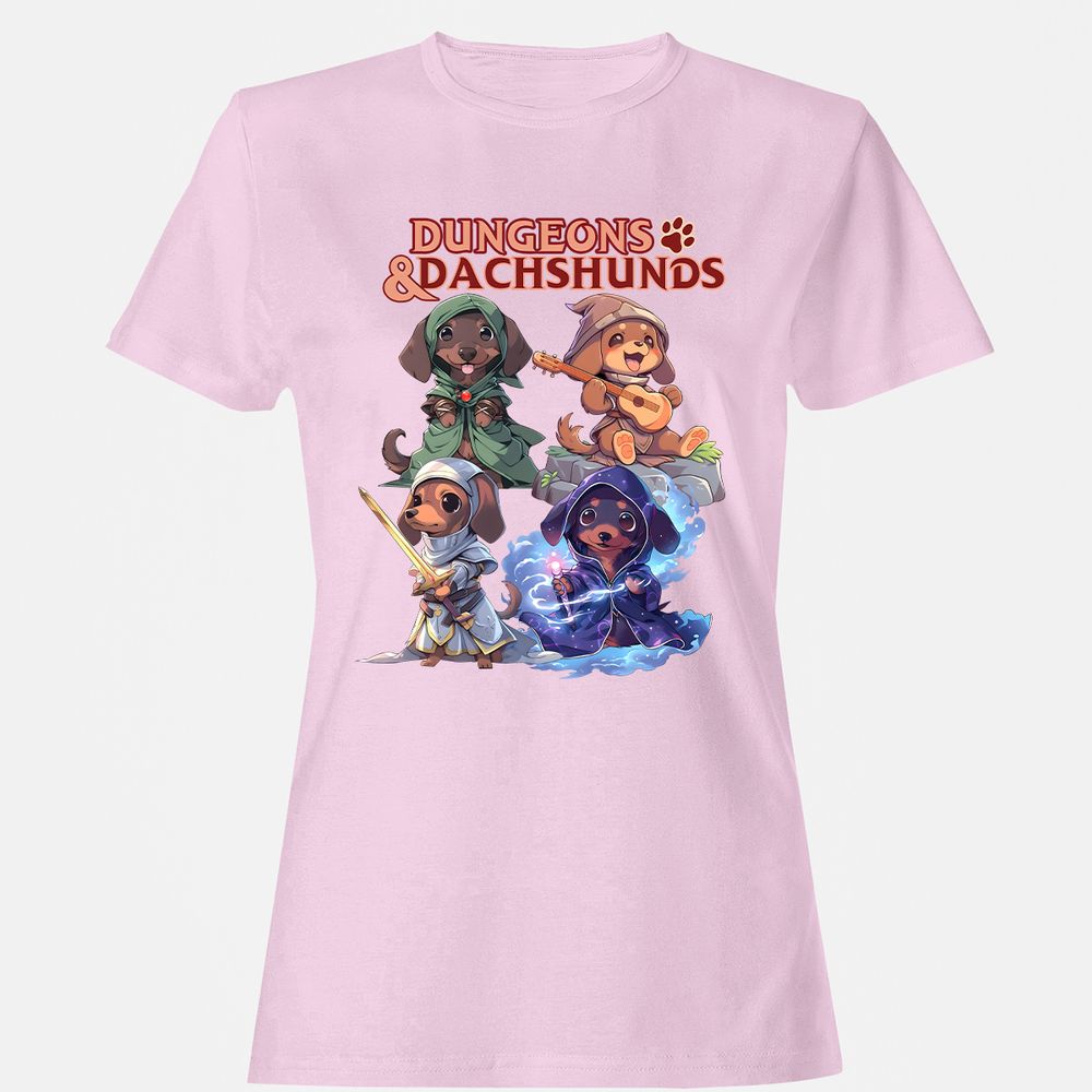 Dungeons & Dachshunds Women's T-Shirt - Light Pink - 9