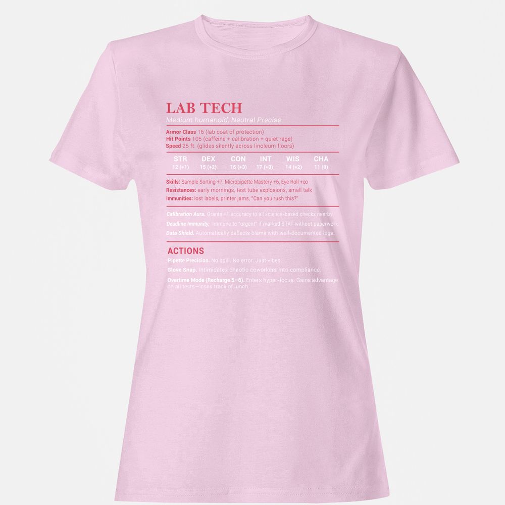 Lab Tech Stats Women's T-Shirt - Light Pink - 9