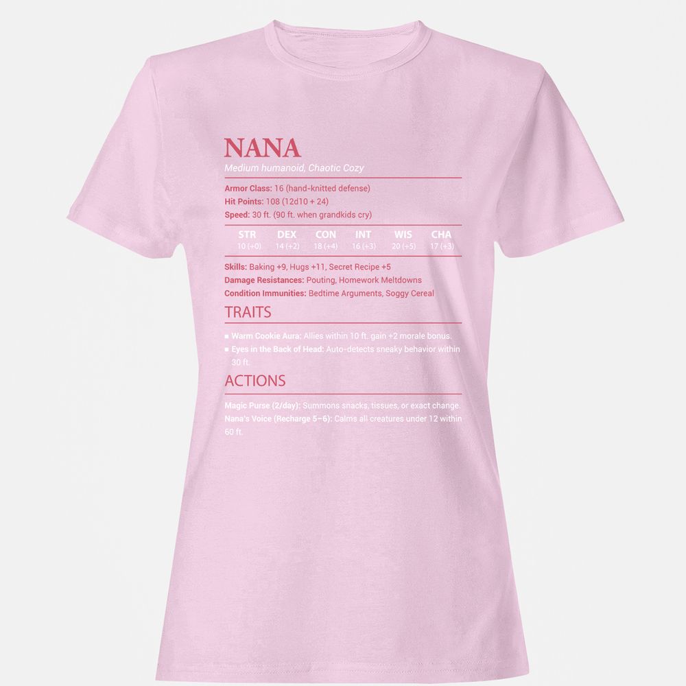 Nana Stats Women's T-Shirt - Light Pink - 9
