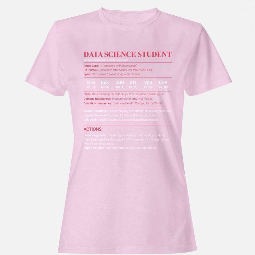 Data Science Student Women's T-Shirt - Light Pink - 9