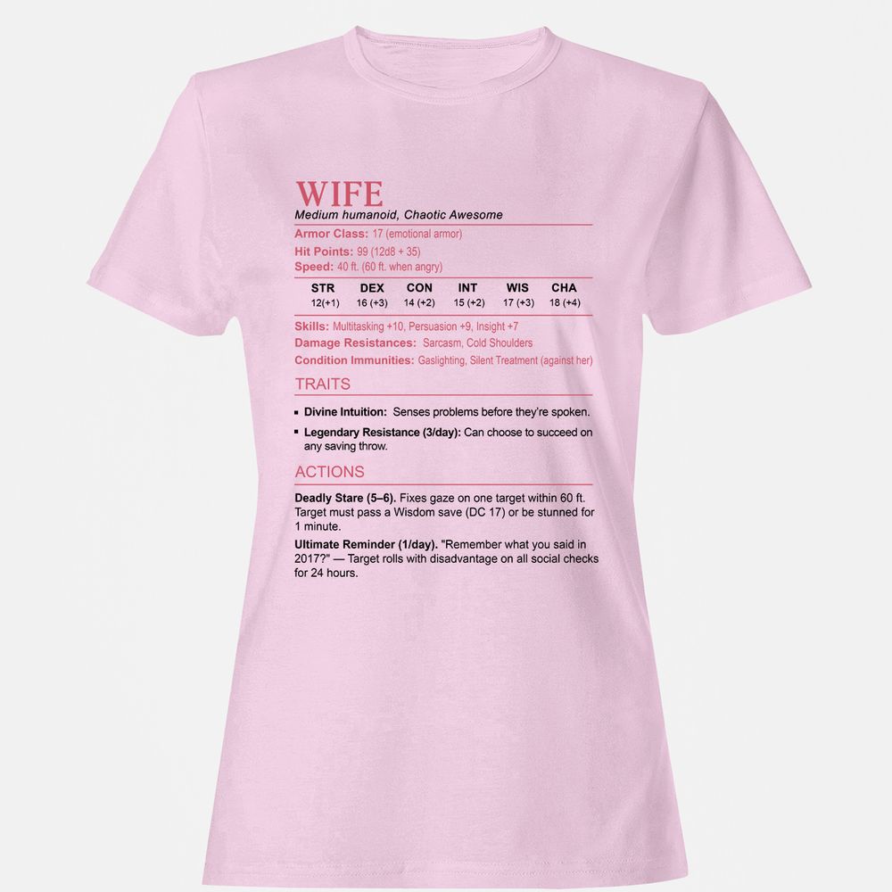 Wife Stats 2 Women's T-Shirt - Light Pink - 9