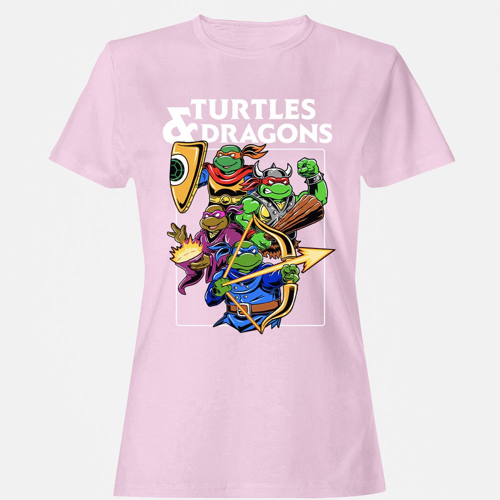 Turtles & Dragons Women's T-Shirt - Light Pink - 9