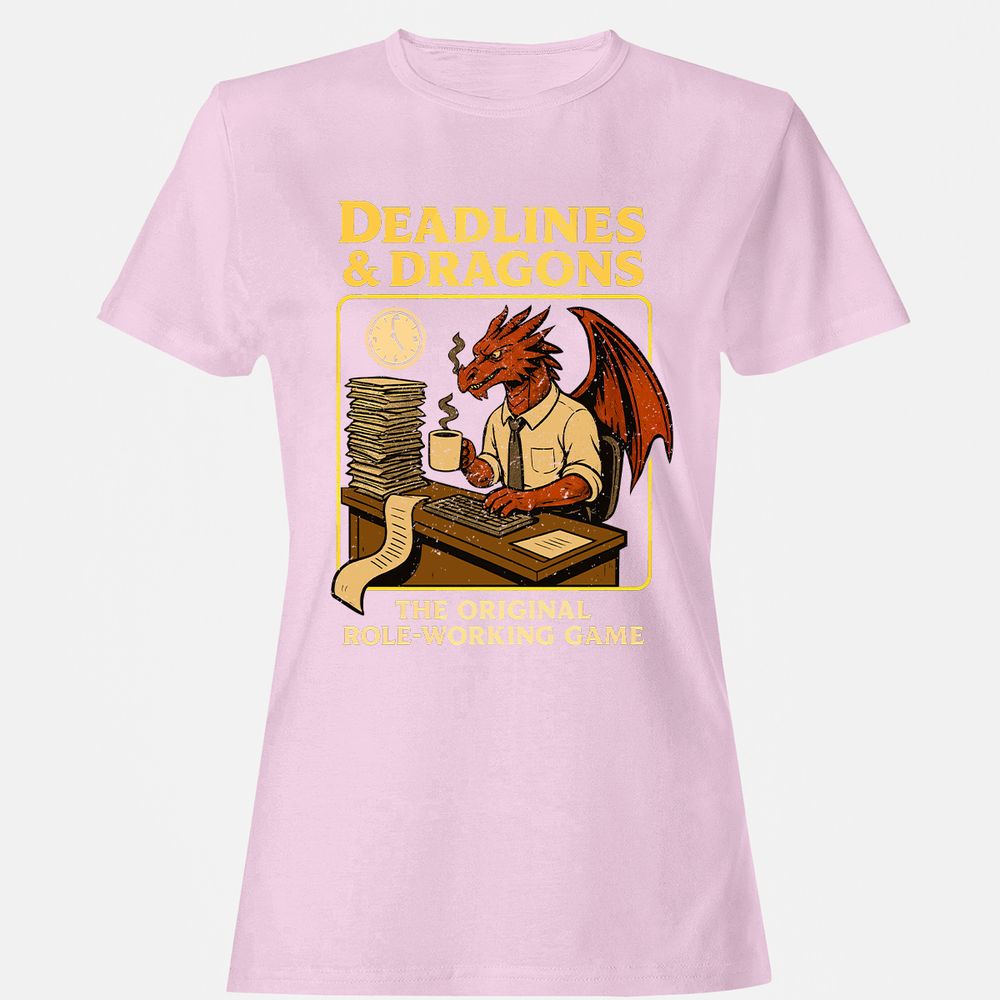 Deadlines & Dragons (Office Staff) Women's T-Shirt - Light Pink - 9