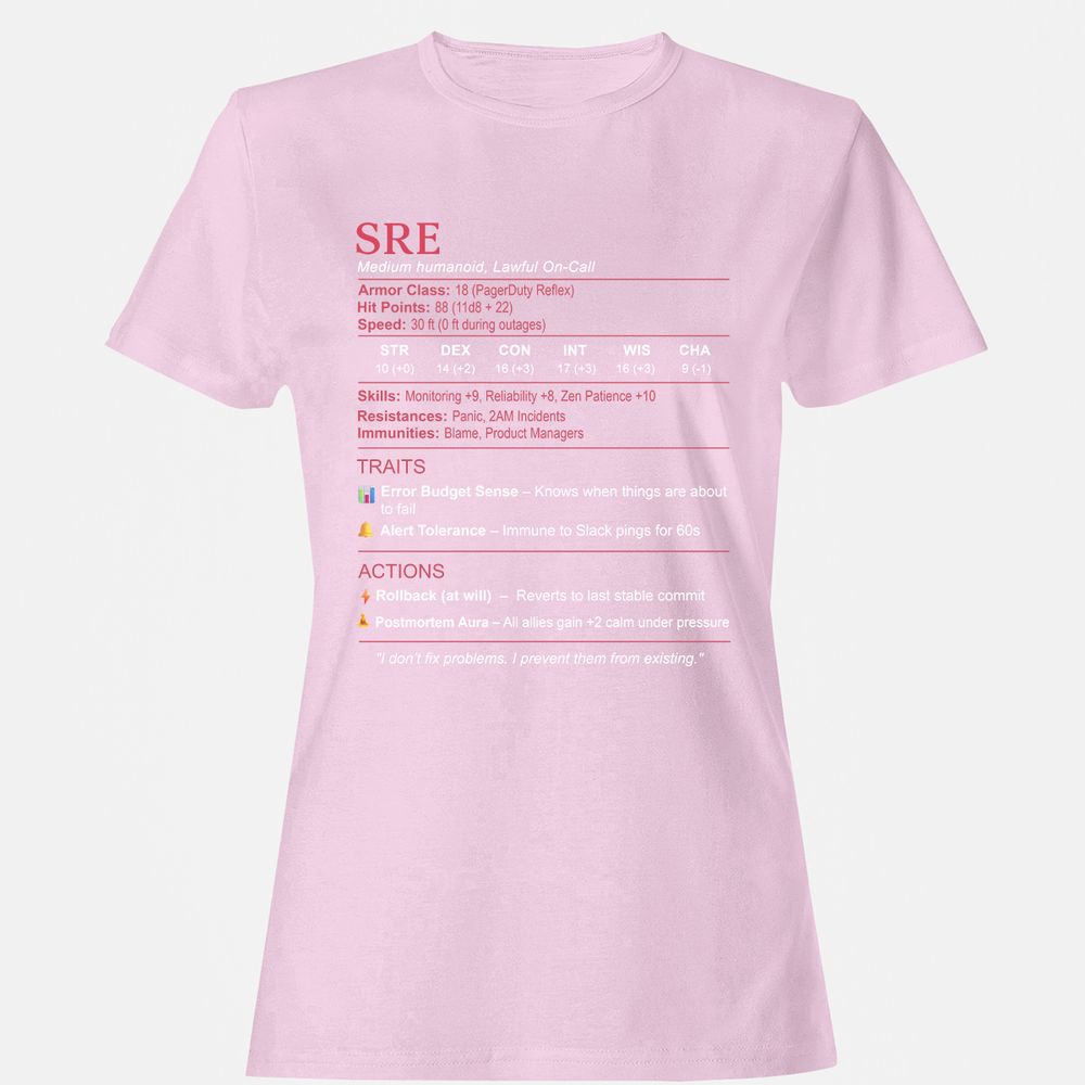 SRE Stats Women's T-Shirt - Light Pink - 9